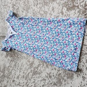 Vineyard Vines Blue Floral Flamingo Flutter Sleeve Tunic Dress Sz12